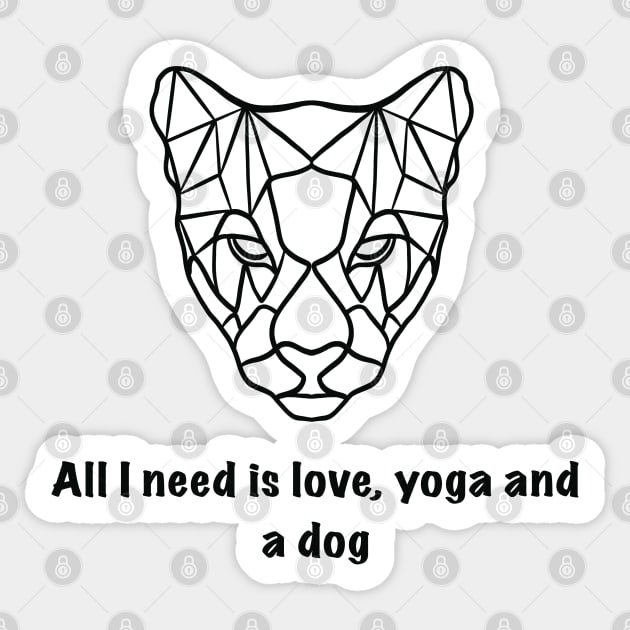 All I need is love yoga and a dog illustration Sticker by Holailustra